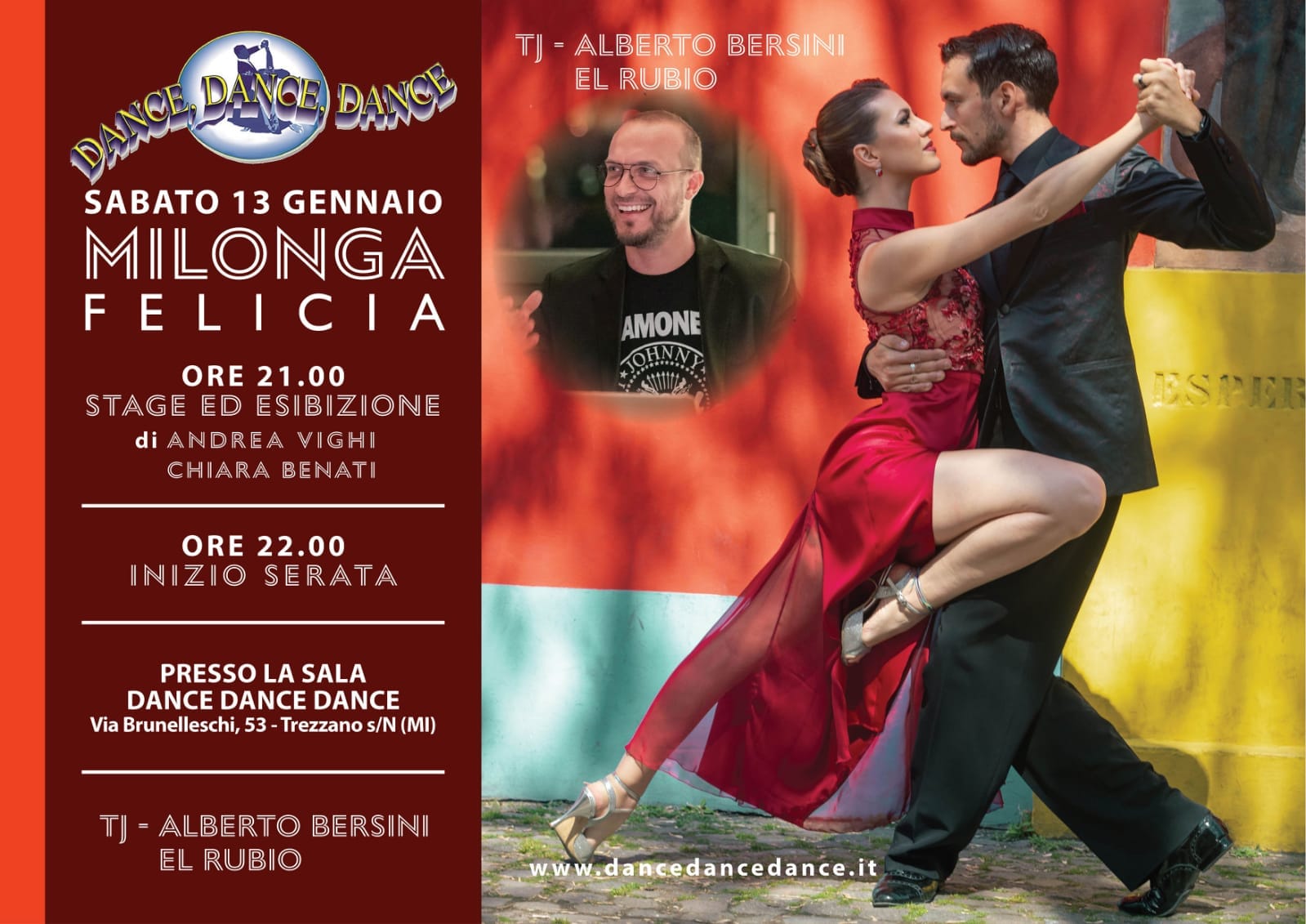 Milonga Felicia – Sabato 13 Gennaio 2024 – Ospiti Andrea Vighi e Chiara Benati